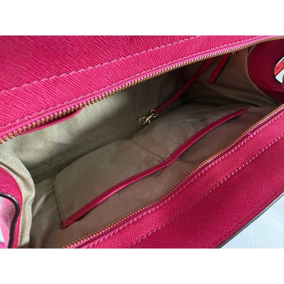 Michael Kors Pink Saffiano Leather Tote Bag & Wallet Set – Gold, Crossbody Strap - Picture 8 of 11